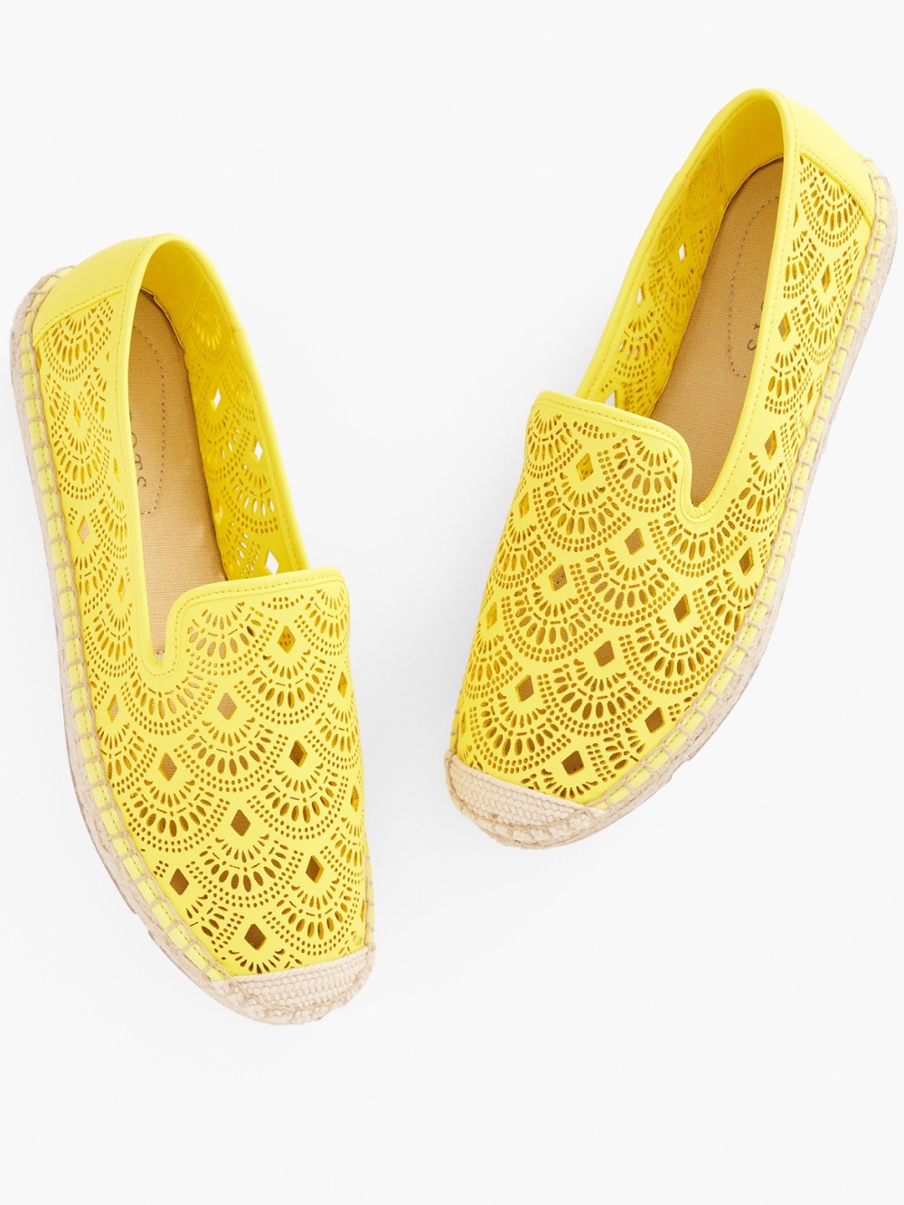 Yellow Laser-Cut Espadrille Slip-Ons - Women